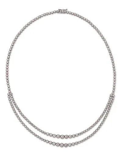 Bloomingdale's Diamond Crown Set Double Row Tennis Necklace In 14k White Gold, 6.50 Ct. T. W.