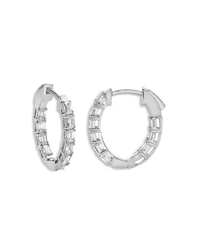 Bloomingdale's Diamond Emerald Cut Small Hoop Earrings In 14k White Gold, 2.0 Ct. T. W.