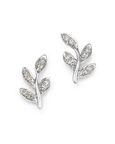 Bloomingdale's Diamond Leaf Stud Earrings In 14k White Gold, 0.10 Ct. T. W.