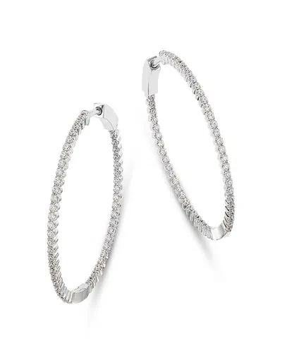 Bloomingdale's Diamond Oval Inside Out Medium Hoop Earrings In 14k White Gold, 1.0 Ct. T. W.