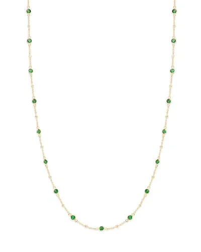 Bloomingdale's Emerald & Diamond Bezel Station Collar Necklace In 14k Yellow Gold, 16-18 In Emerald/gold