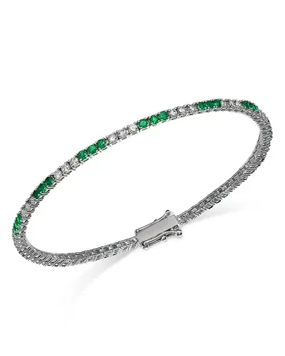 Bloomingdale's Emerald & Diamond Bracelet Tennis Bracelet In 14k White Gold