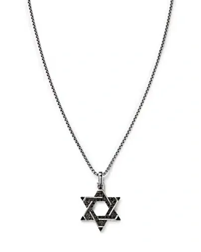 Bloomingdale's Men's Black Diamond Star Of David Pendant Necklace In 14k White Gold, 0.50 Ct. T. W. In Black/silver