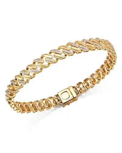 Bloomingdale's Men's Diamond Fancy Curb Link Bracelet In 14k Yellow Gold, 0.50 Ct. T. W.