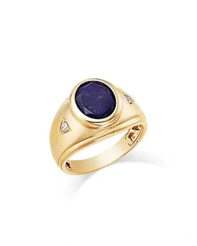 Bloomingdale's Men's Lapis & Diamond Ring In 14k Yellow Gold In Blue/gold