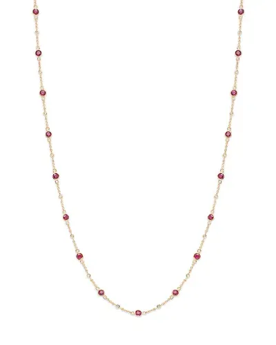 Bloomingdale's Ruby & Diamond Bezel Station Collar Necklace In 14k Yellow Gold, 16-18 In Ruby/gold