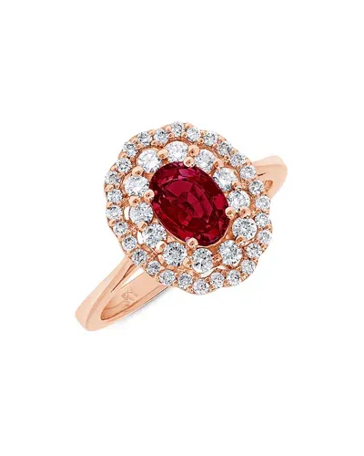 Bloomingdale's Ruby & Diamond Halo Ring In 14k Rose Gold - Exclusive In Ruby/rose Gold