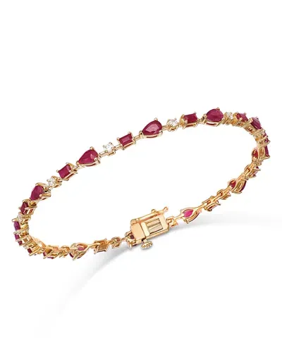 Bloomingdale's Ruby & Diamond Link Bracelet In 14k Yellow Gold In Pink/gold