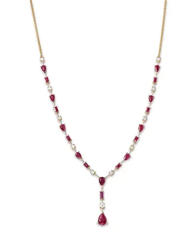 Bloomingdale's Ruby & Diamond Y Necklace In 14k Yellow Gold, 18 - Exclusive In Pink/gold