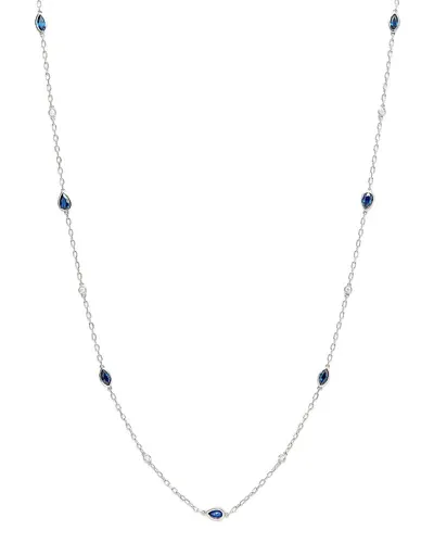 Bloomingdale's Sapphire & Diamond Station Necklace In 14k White Gold, 22 In Sapphire/white