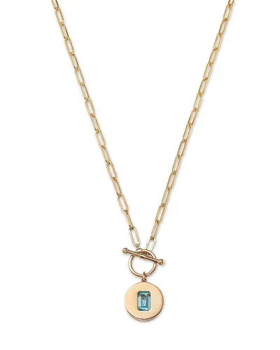 Bloomingdale's Fine Collection 14k Yellow Gold Blue Topaz Disc Pendant Necklace, 16 In Blue/gold