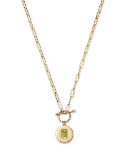 Bloomingdale's Fine Collection 14k Yellow Gold Peridot Disc Pendant Necklace, 16 In Green/gold