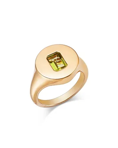 Bloomingdale's Fine Collection 14k Yellow Gold Peridot Pinky Ring In Green/gold