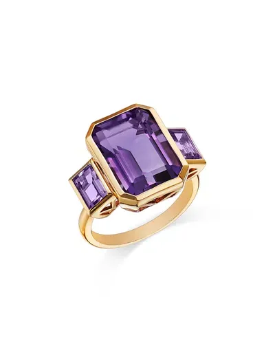 Bloomingdale's Fine Collection Amethyst & Pink Amethyst Emerald Cut Statement Ring In 14k Yellow Gold In Purple/gold