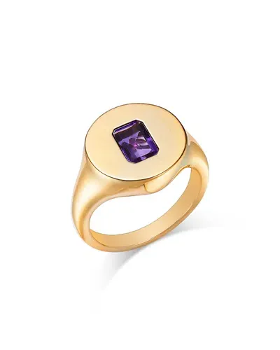 Bloomingdale's Fine Collection Amethyst Emerald Cut Pinky Ring In 14k Yellow Gold In Purple/gold