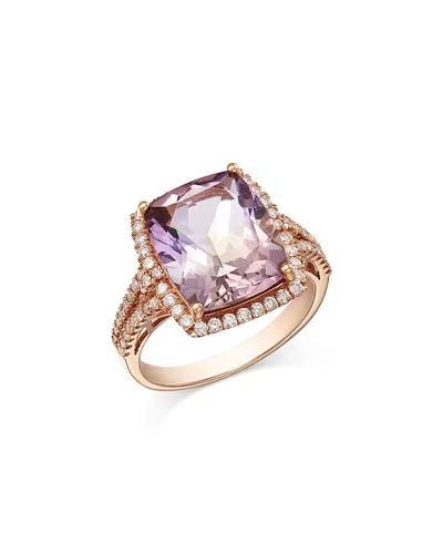 Bloomingdale's Fine Collection Ametrine & Diamond Halo Ring In 14k Rose Gold In Purple/pink