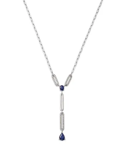 Bloomingdale's Fine Collection Bloomingdale's Blue Sapphire & Diamond Lariat Necklace In 14k White Gold, 18 - Exclusive In Blue/white