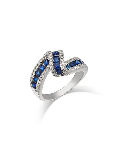 Bloomingdale's Fine Collection Bloomingdale's Blue Sapphire & Diamond Swirl Statement Ring In 14k White Gold - Exclusive In Blue/white