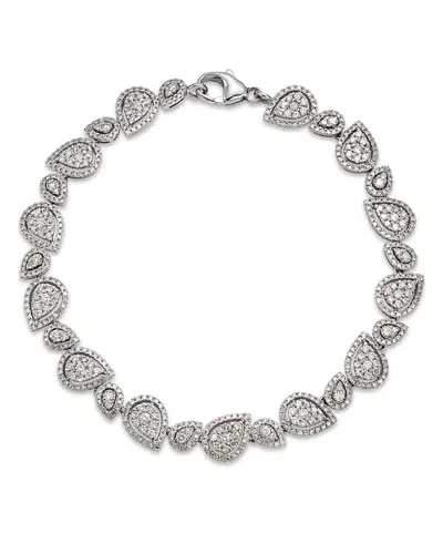 Bloomingdale's Fine Collection Bloomingdale's Diamond Halo Pear Cluster Link Bracelet In 14k White Gold, 2.50 Ct. T. W. - Exclusive