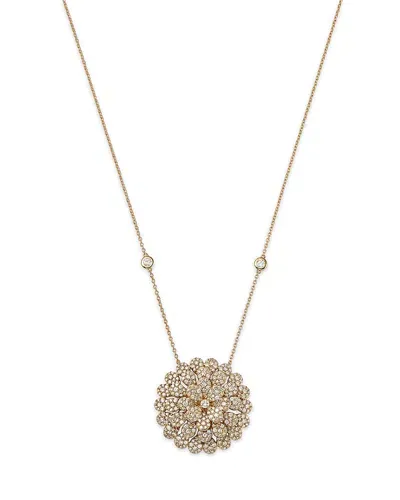 Bloomingdale's Fine Collection Bloomingdale's Diamond Pave Flower Pendant Necklace In 14k Yellow Gold, 1.50 Ct. T. W. - Exclusive