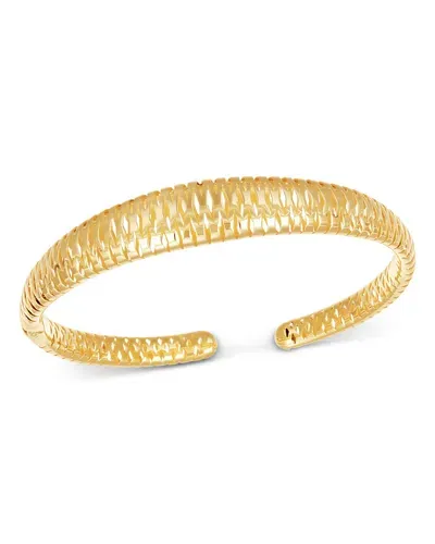 Bloomingdale's Fine Collection Bloomingdale's Lattice Texture Graduated Cuff Bangle Bracelet In 14k Yellow Gold - Exclusive