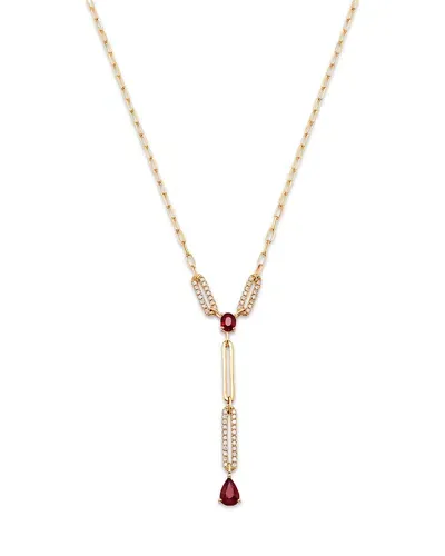 Bloomingdale's Fine Collection Bloomingdale's Ruby & Diamond Lariat Necklace In 14k Yellow Gold, 18 - Exclusive In Red/gold