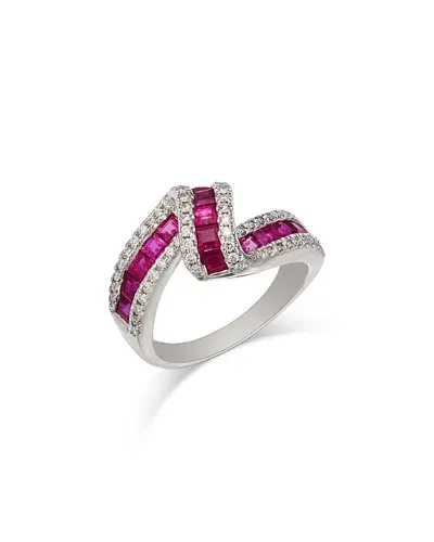 Bloomingdale's Fine Collection Bloomingdale's Ruby & Diamond Swirl Statement Ring In 14k White Gold - Exclusive In Pink/white