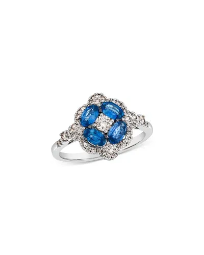 Bloomingdale's Fine Collection Blue Sapphire & Champagne Diamond Cluster Ring In 14k White Gold In Blue/white