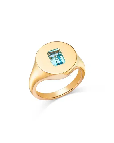 Bloomingdale's Fine Collection Blue Topaz Pinky Ring In 14k Yellow Gold - Exclusive In Blue/gold