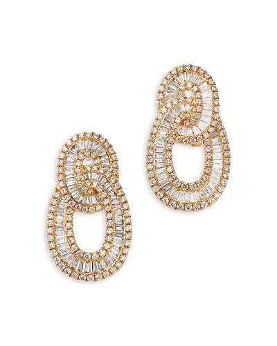 Bloomingdale's Fine Collection Diamond Baguette & Round Interlocking Circle Drop Earrings In 14k Yellow Gold, 2.67 Ct. T. W.