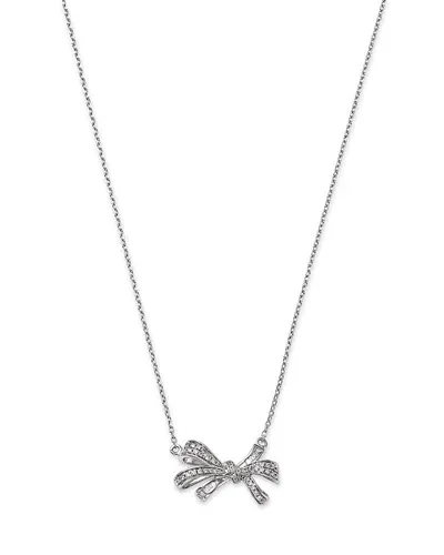 Bloomingdale's Fine Collection Diamond Bow Pendant Necklace In 14k White Gold, 0.25 Ct. T. W.