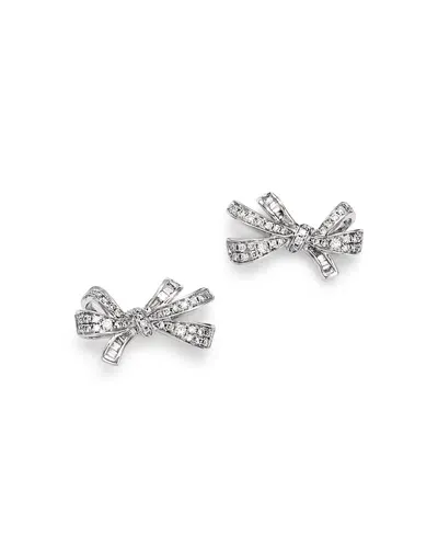 Bloomingdale's Fine Collection Diamond Bow Stud Earrings In 14k White Gold, 0.35 Ct. T. W.