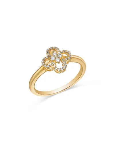 Bloomingdale's Fine Collection Diamond Clover Ring In 14k Yellow Gold, 0.15 Ct. T. W.