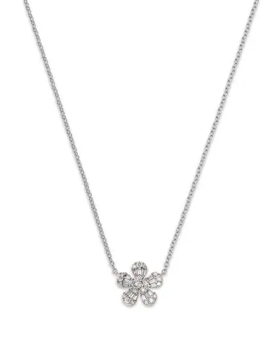 Bloomingdale's Fine Collection Diamond Flower Pendant Necklace In 14k White Gold, 0.28 Ct. T. W.