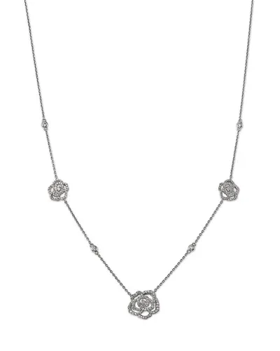 Bloomingdale's Fine Collection Diamond Flower Station Necklace In 14k White Gold, 0.75 Ct. T. W.