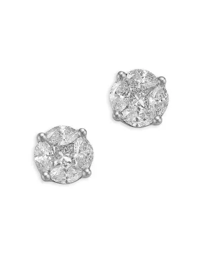 Bloomingdale's Fine Collection Diamond Marquise & Princess Cluster Stud Earrings In 14k White Gold, 0.75 Ct. T. W.