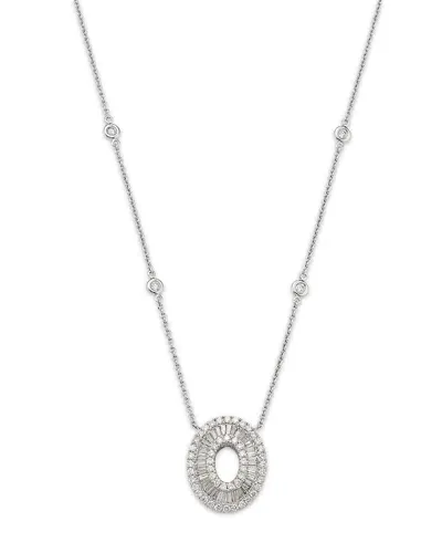 Bloomingdale's Fine Collection Diamond Oval Pendant Necklace In 14k White Gold, 1.12 Ct. T. W.