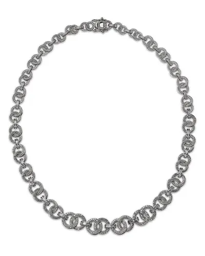 Bloomingdale's Fine Collection Diamond Round & Baguette Link Collar Necklace In 14k White Gold, 3.50 Ct. T. W. - Exclusive