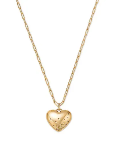 Bloomingdale's Fine Collection Diamond Scatter Puffed Heart Pendant Necklace In 14k Yellow Gold, 18