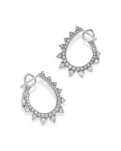 Bloomingdale's Fine Collection Diamond Spiral Huggie Hoop Earrings In 14k White Gold, 1.00 Ct. T. W.