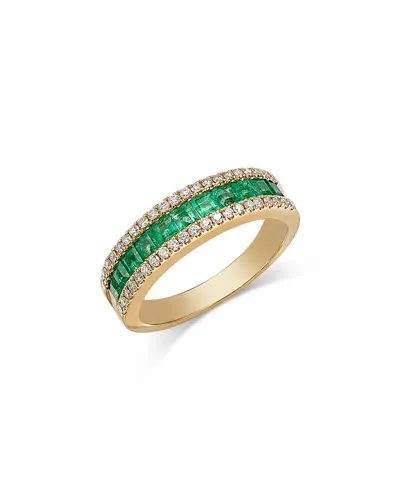 Bloomingdale's Fine Collection Emerald & Diamond Anniversary Band In 14k Yellow Gold In Green/gold