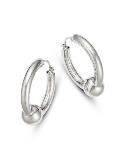 Bloomingdale's Fine Collection Large Tube Ball Hoop Earrings In Sterling Silver