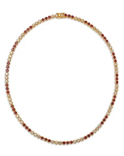 Bloomingdale's Fine Collection Ruby & Diamond Collar Necklace In 14k Yellow Gold, 16.5 In Red/gold