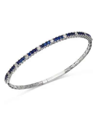 Bloomingdale's Fine Collection Sapphire & Diamond Bangle Bracelet In 14k White Gold In Blue/white