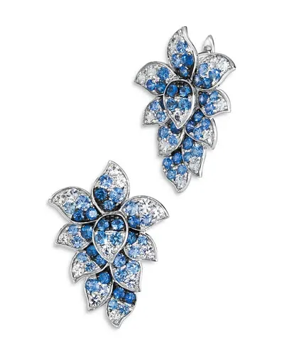 Bloomingdale's Fine Collection Sapphire Ombre & White Sapphire Cluster Statement Earrings In 14k White Gold In Blue/white