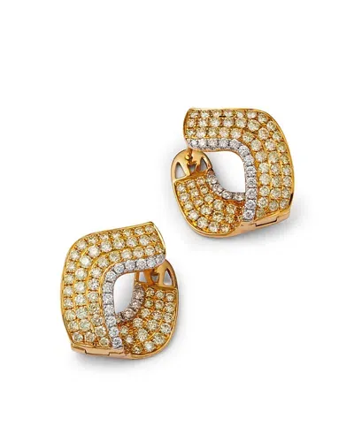 Bloomingdale's Fine Collection White & Yellow Diamond Spiral Hoop Earrings In 14k White & Yellow Gold, 3.57 Ct. T. W. In Yellow/white