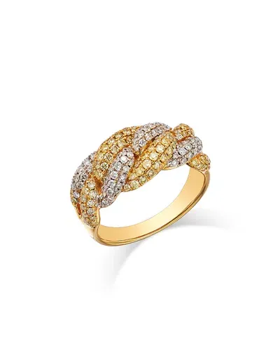 Bloomingdale's Fine Collection White & Yellow Diamond Twist Ring In 14k White & Yellow Gold, 1.10 Ct. T. W.