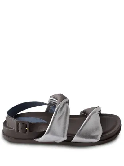 Blue Bird Shoes Papete Helix Twist-front Sandals In Brown