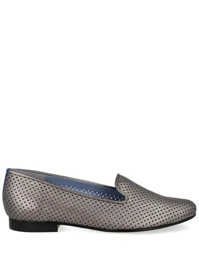 Blue Bird Shoes Perforated Leather Loafers In Grau