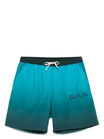 Blue Sky Inn Gradient-effect Swim Shorts In Blue